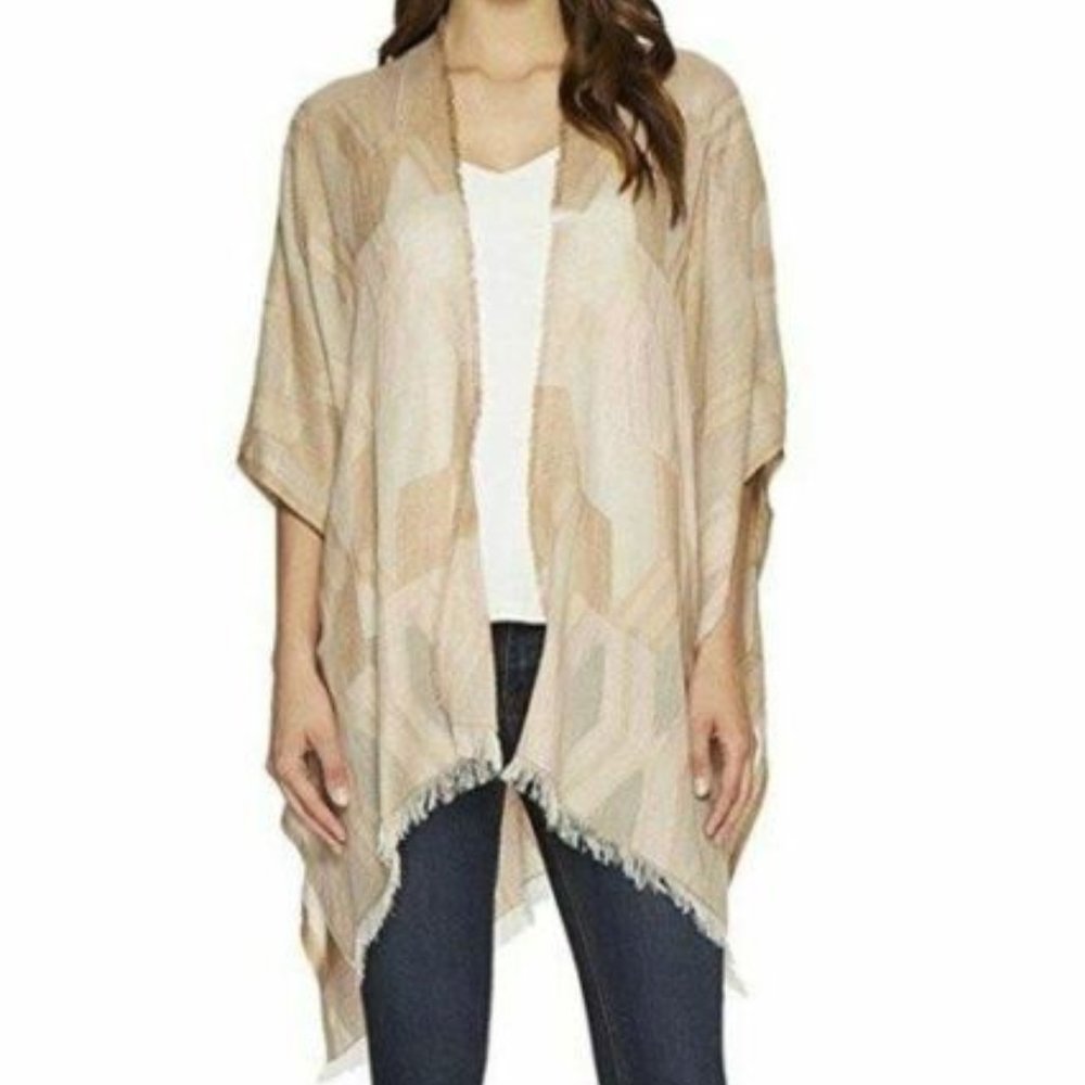 Echo Design Geometric Ruana Poncho Wrap Shirt, Nat